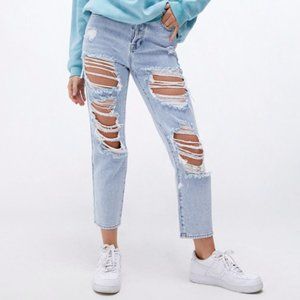 Pacsun Mom Jeans Size 28 Elvira Light Wash Distressed High Rise Jean